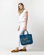 Load image into Gallery viewer, Small C'est La Vie Tote in Cobalt
