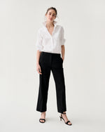 Load image into Gallery viewer, Frankie Cropped Pant in Black Bi-Stretch Tropical Wool
