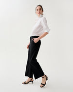 Load image into Gallery viewer, Frankie Cropped Pant in Black Bi-Stretch Tropical Wool

