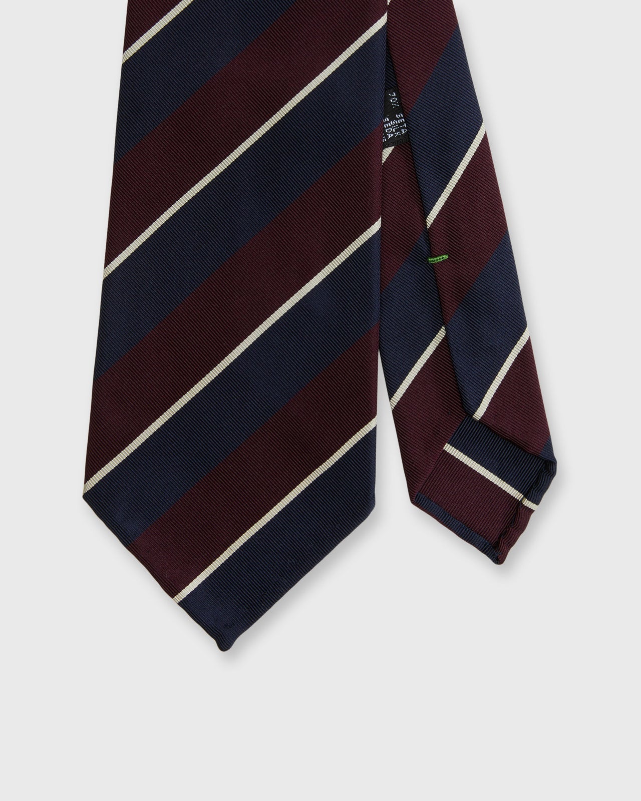 Silk/Cotton Mogador Tie in Burgundy/Navy/Bone Stripe