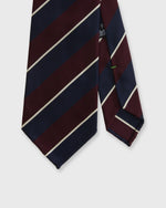 Load image into Gallery viewer, Silk/Cotton Mogador Tie in Burgundy/Navy/Bone Stripe
