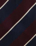 Load image into Gallery viewer, Silk/Cotton Mogador Tie in Burgundy/Navy/Bone Stripe
