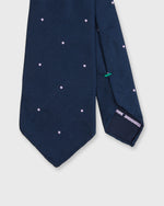 Load image into Gallery viewer, Hand-Rolled Silk Woven Tie in Navy/Lilac Dot
