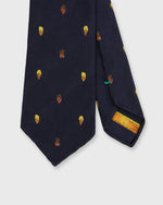 Load image into Gallery viewer, Hand-Rolled Silk Club Tie in Navy/Gold Maple Seed
