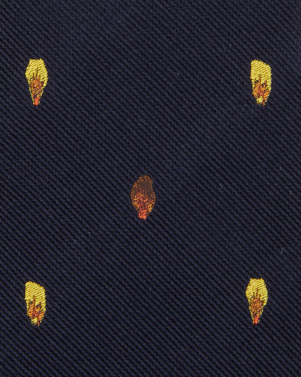 Hand-Rolled Silk Club Tie in Navy/Gold Maple Seed