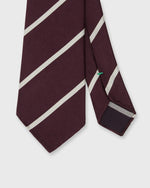 Load image into Gallery viewer, Silk Woven Tie in Burgundy/Bone Bar Stripe
