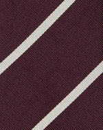 Load image into Gallery viewer, Silk Woven Tie in Burgundy/Bone Bar Stripe
