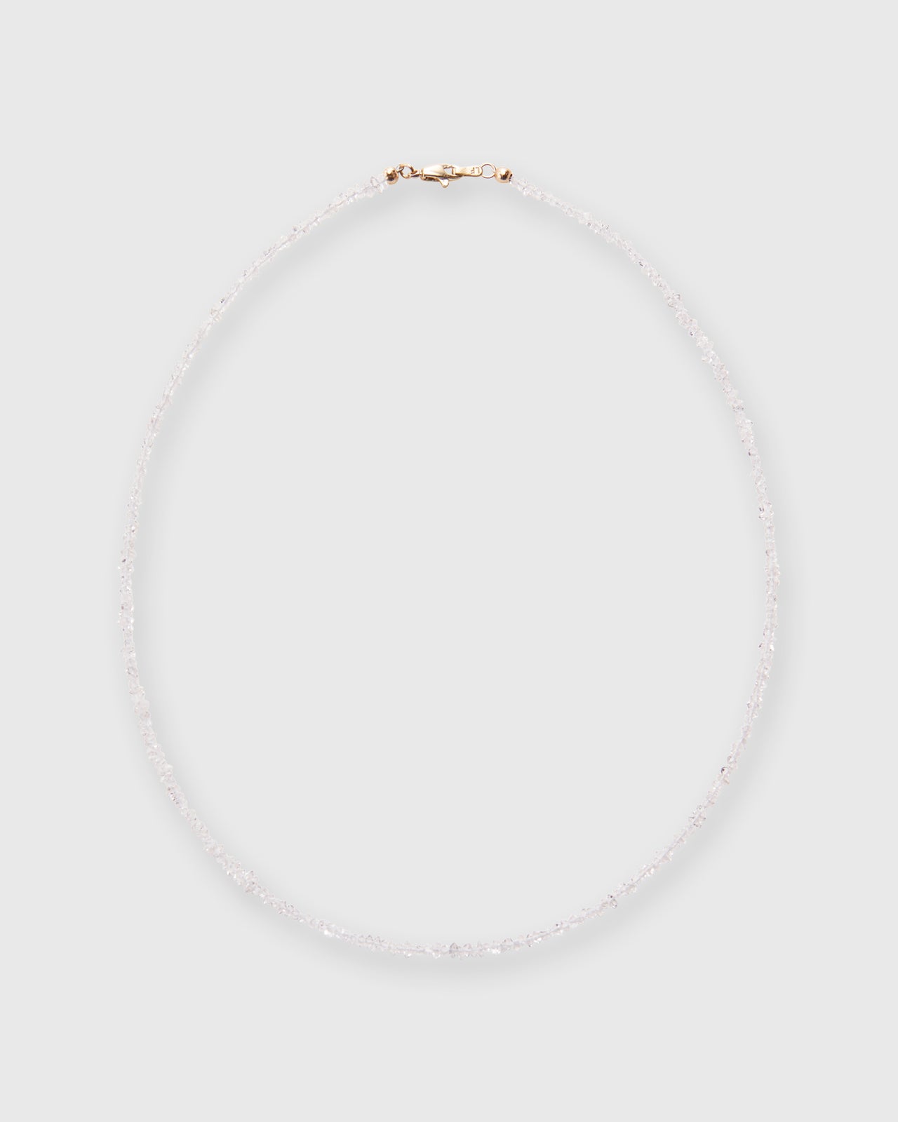Tiny Beaded 14K Gold Necklace in Herkimer Diamond Quartz