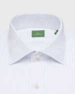 Load image into Gallery viewer, French-Cuff Pleated Bib-Front Tuxedo Shirt in White Poplin
