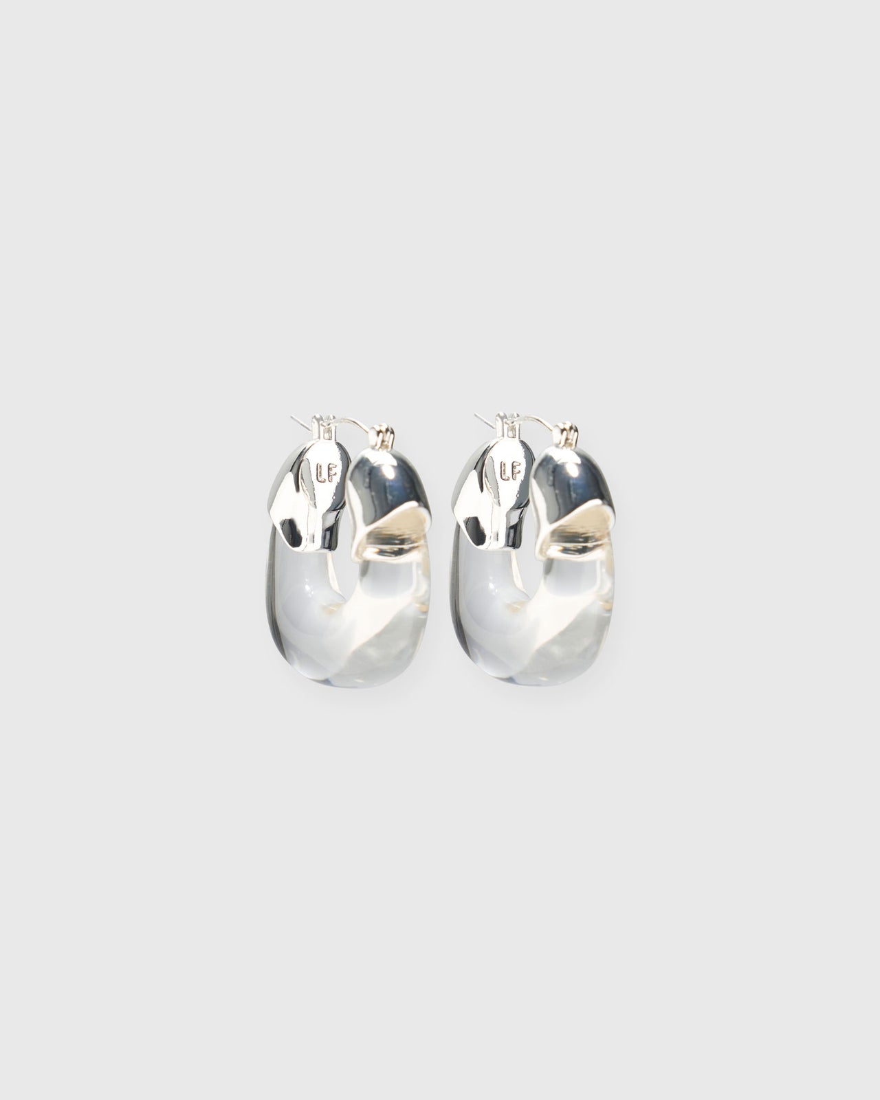 Mini Organic Hoop Earrings in Silver Clear