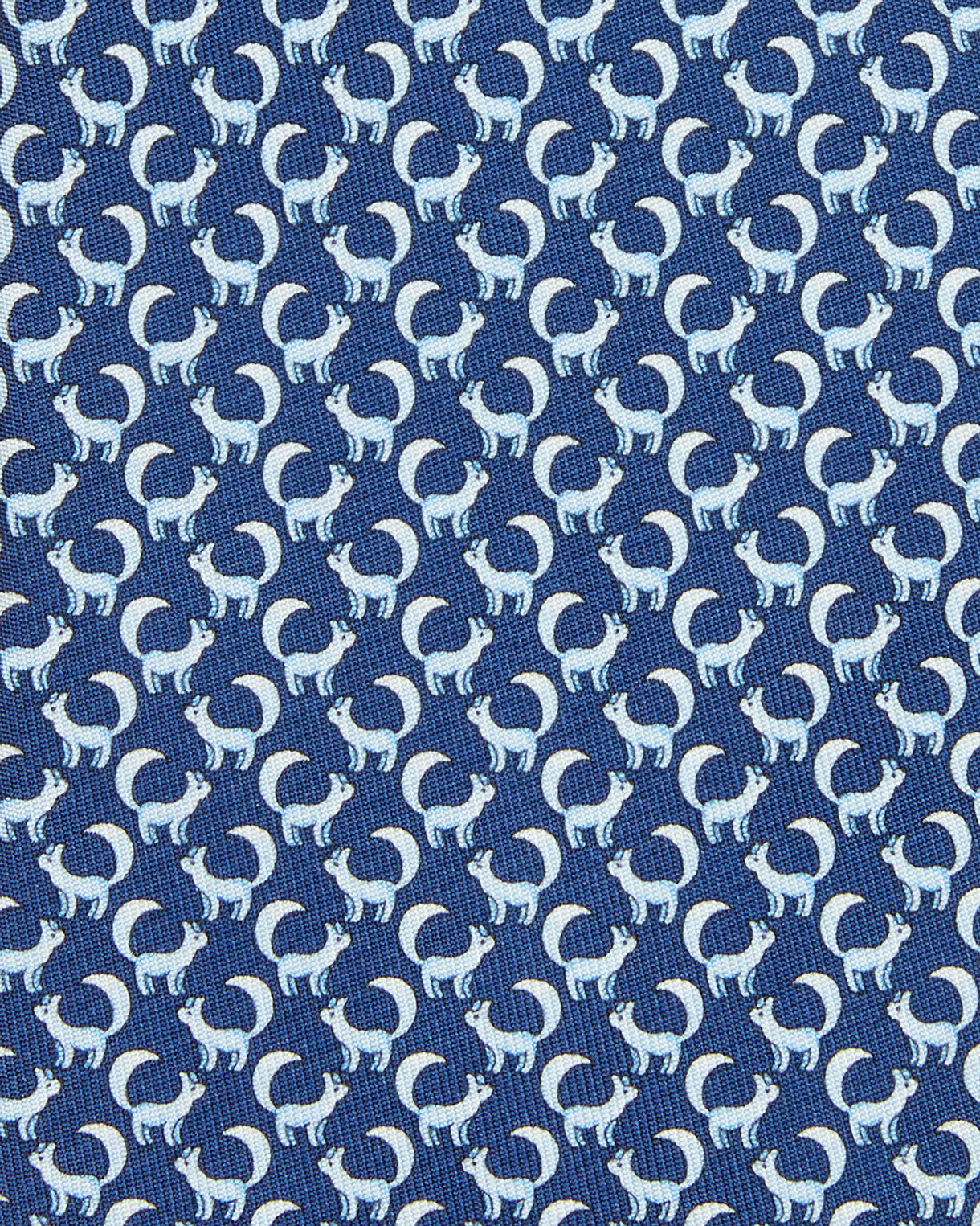 Silk Print Tie in Navy/Sky Arctic Fox