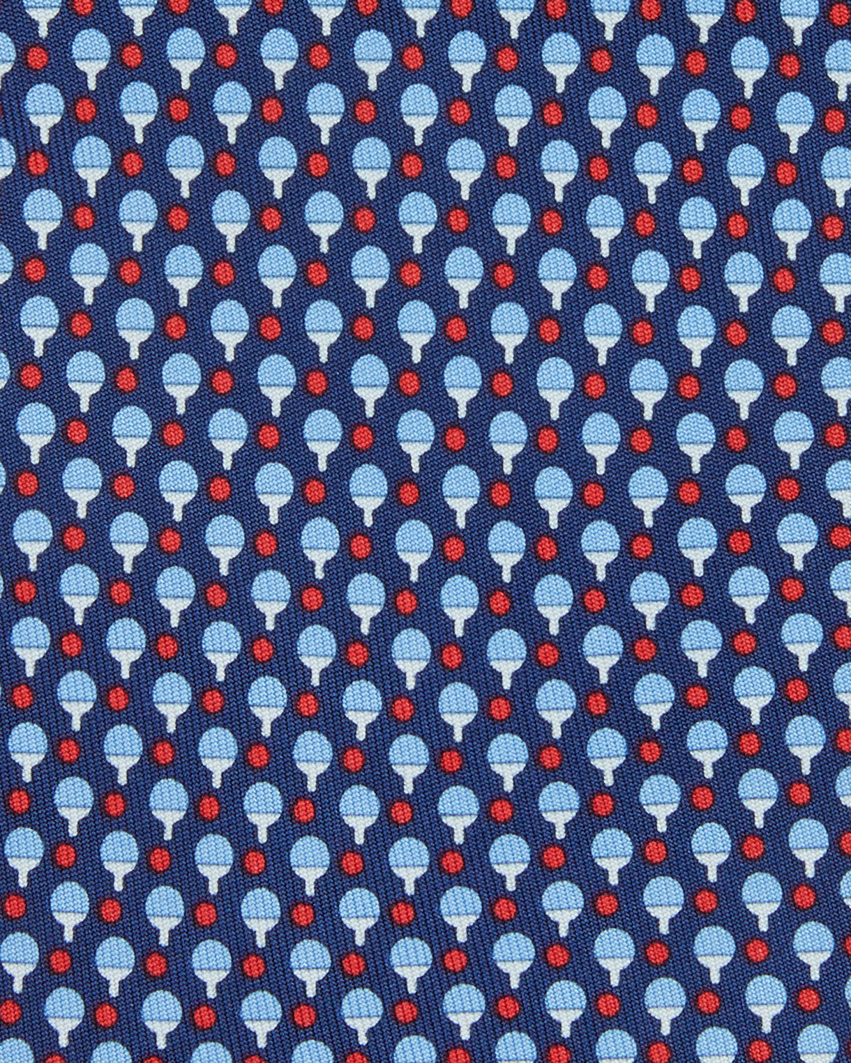 Silk Print Tie in Navy/Red Ping Pong