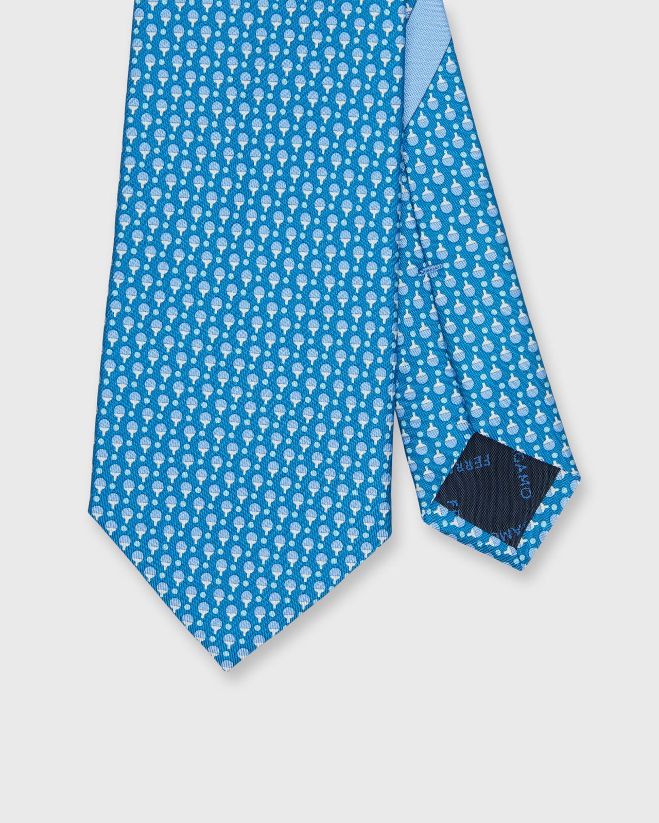 Silk Print Tie in Blue/Sky Ping Pong