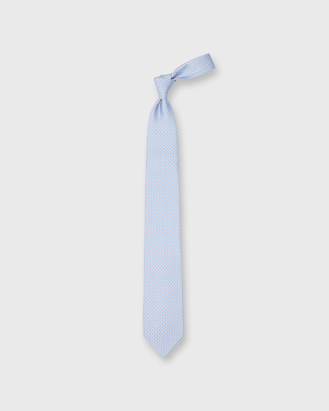 Silk Print Tie in Light Blue Owl