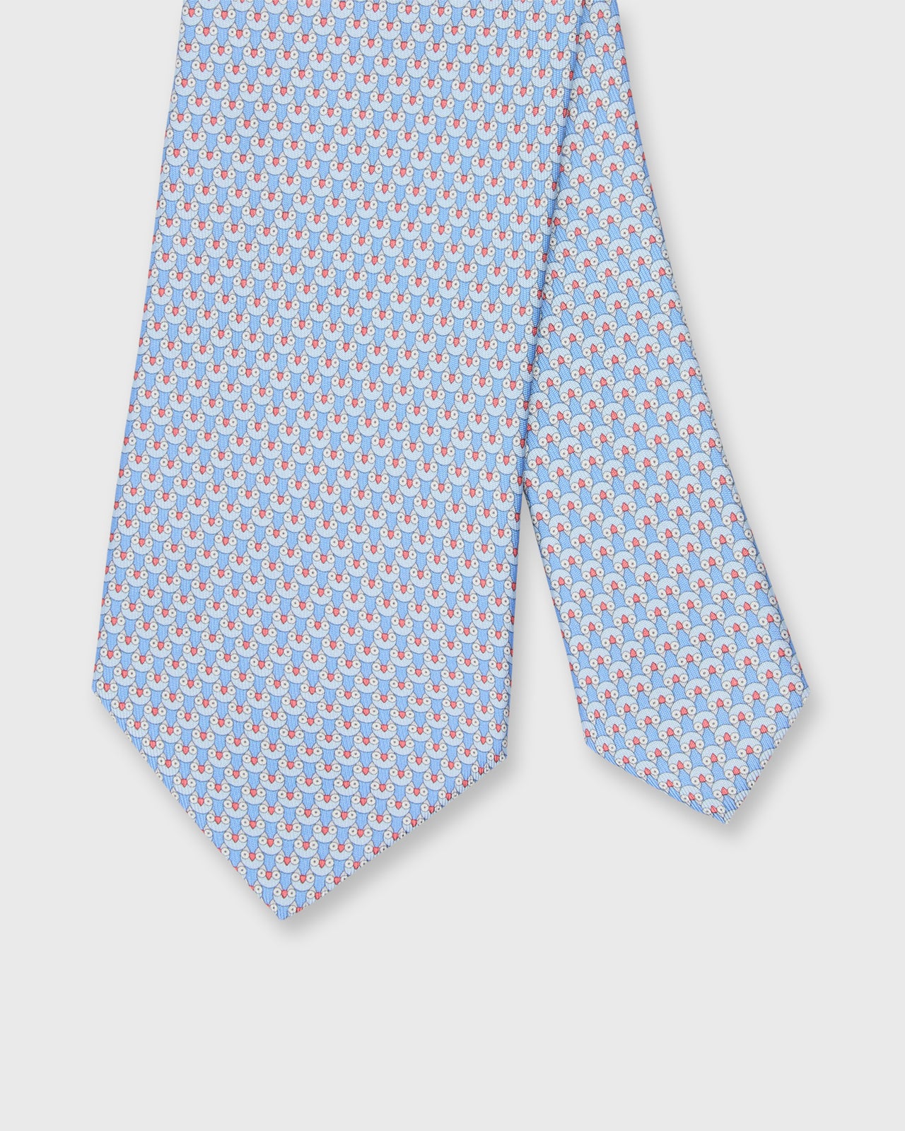 Silk Print Tie in Light Blue Owl