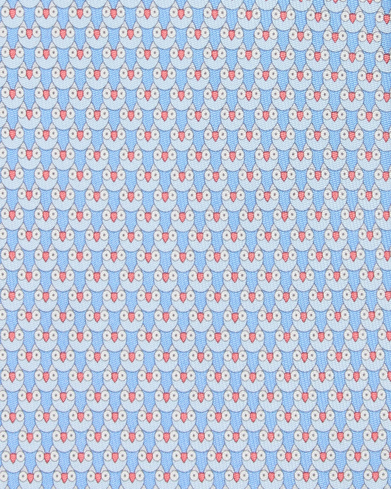 Silk Print Tie in Light Blue Owl