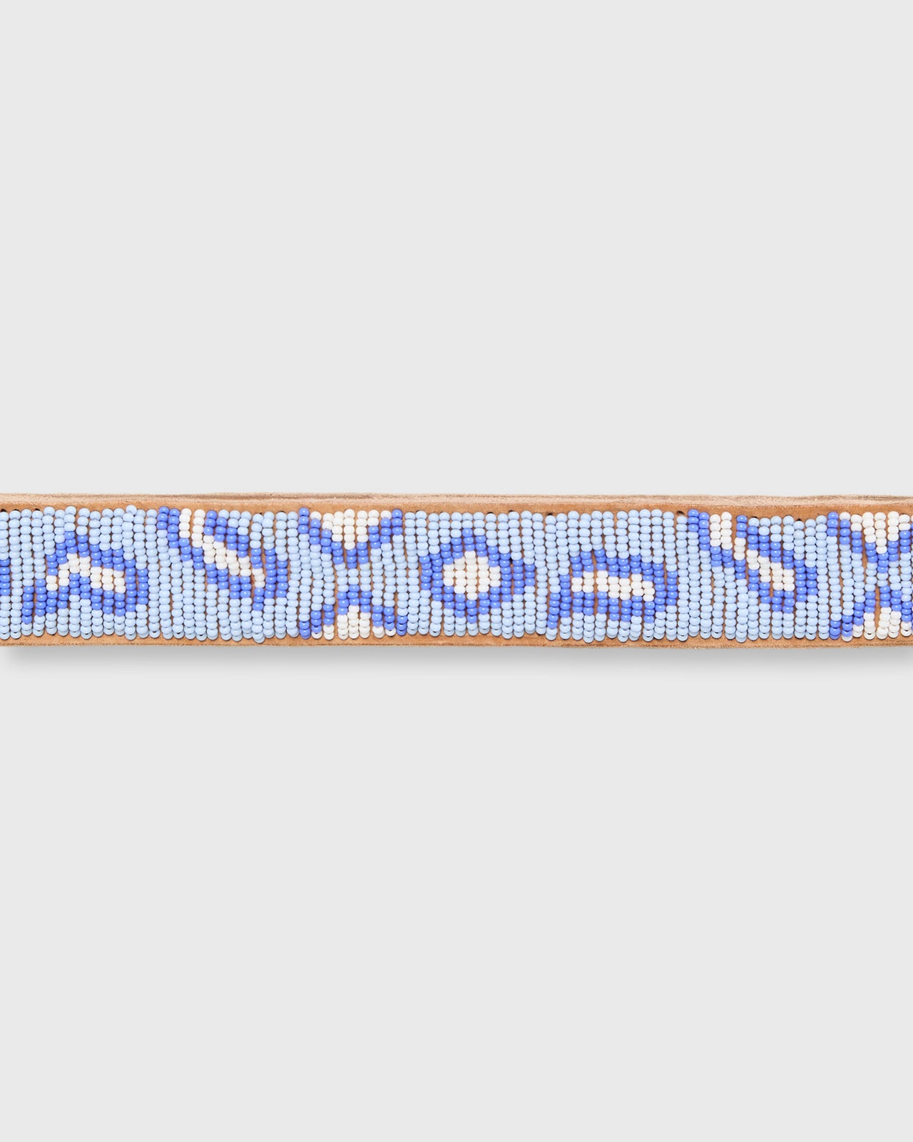 1.25" African Beaded Belt in Blue/White Cheetah