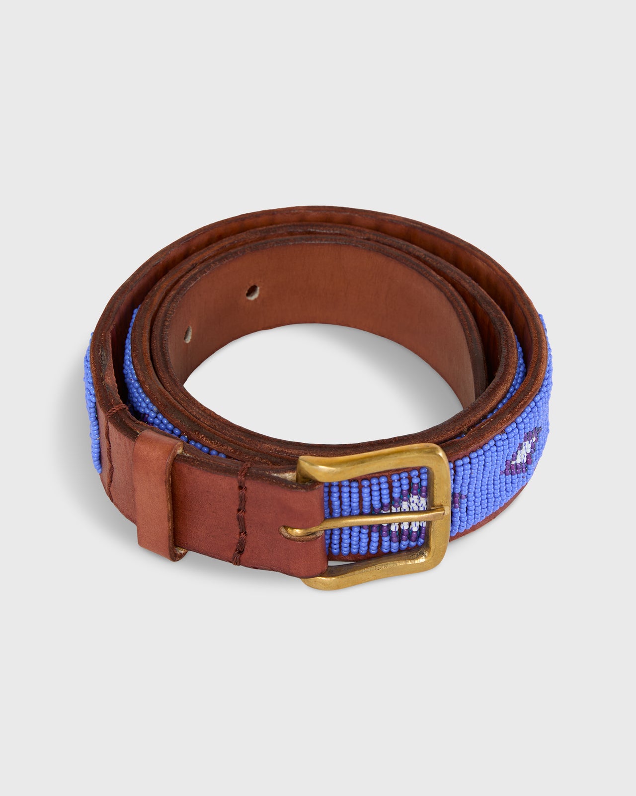 1.25" African Beaded Belt in Blue Belmasi