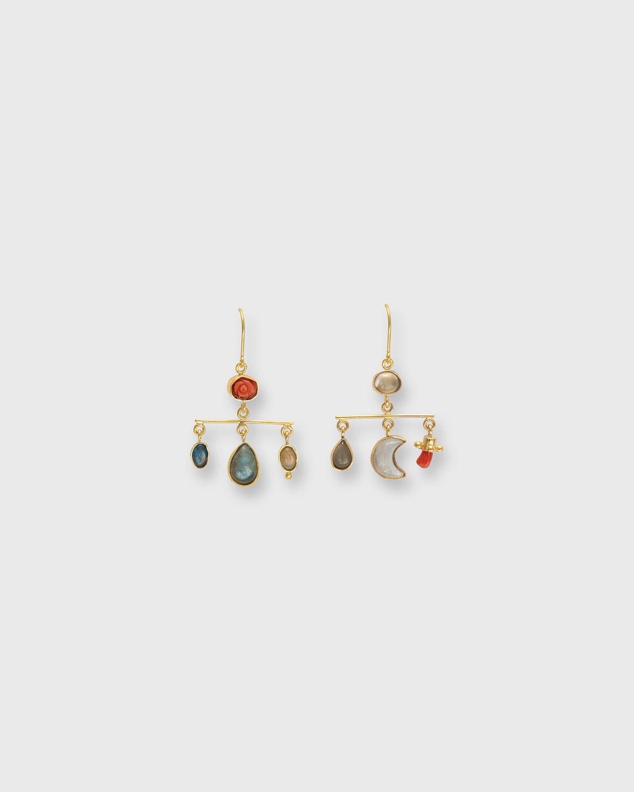 Balance Drop Earrings in Coral/Opal