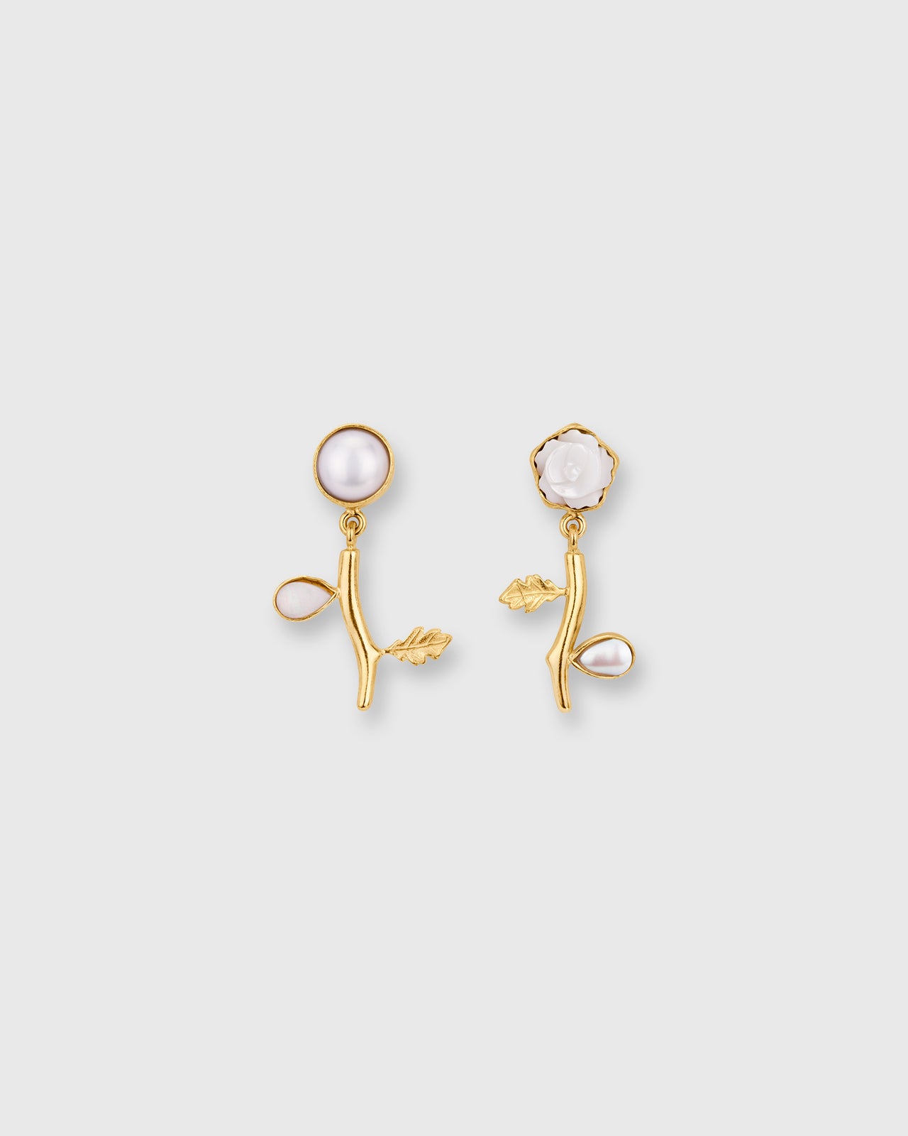 Flower Drop Earrings in White