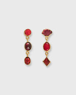 Load image into Gallery viewer, Three Charm Moving Drop Earrings in Red
