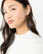Load image into Gallery viewer, Three Charm Moving Drop Earrings in Red
