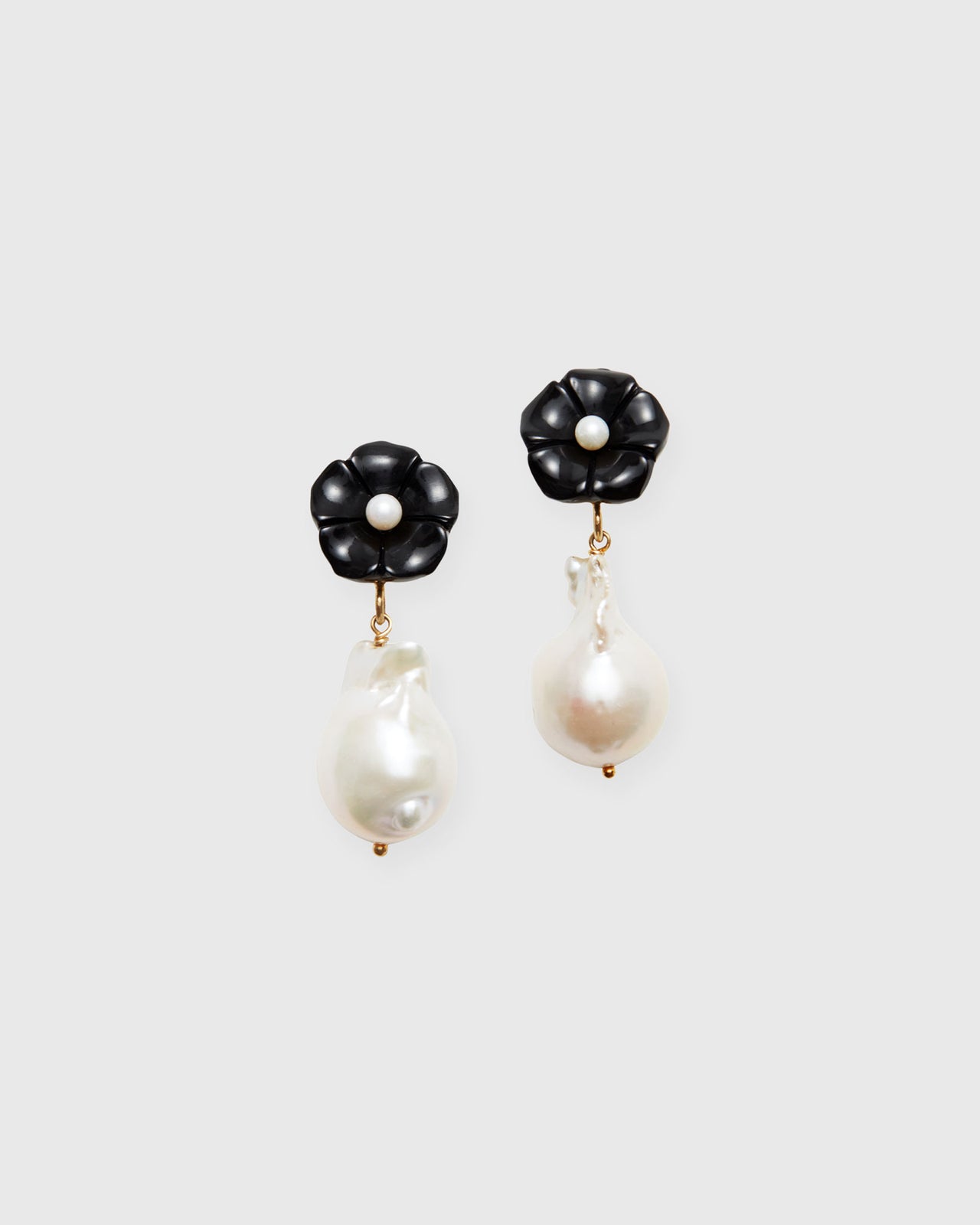 Pearl Drop Earrings in Black