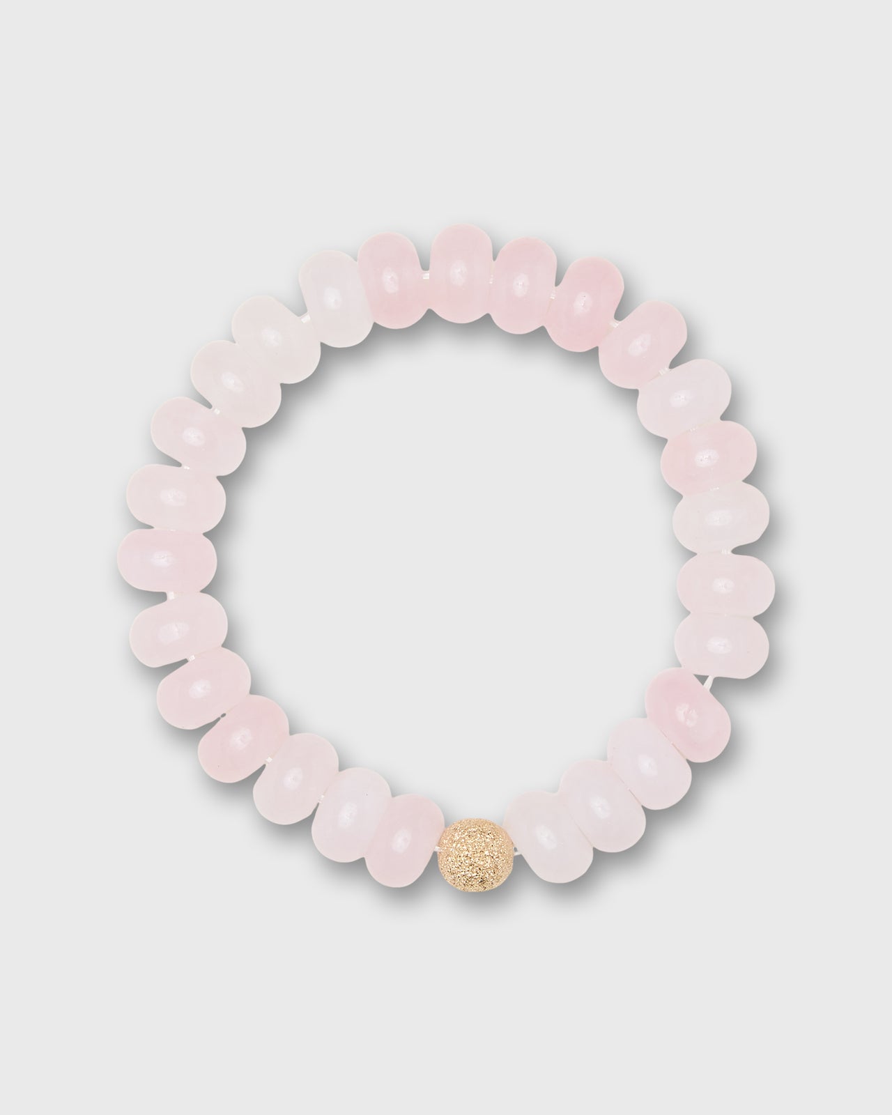 Semi Precious Beaded Bracelet in Pink Quartz Monochrome