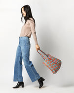 Load image into Gallery viewer, Reusable Tote Bag in Blue/Orange Clementina Liberty Fabric
