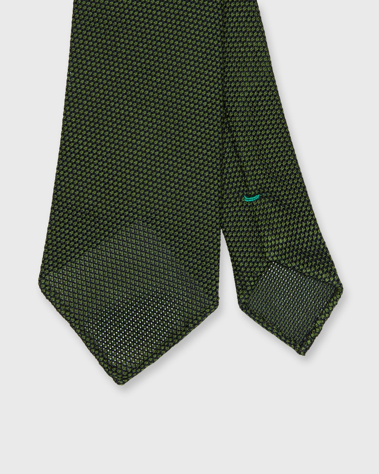 Hand-Rolled Silk Fino Grenadine Tie in Green/Navy