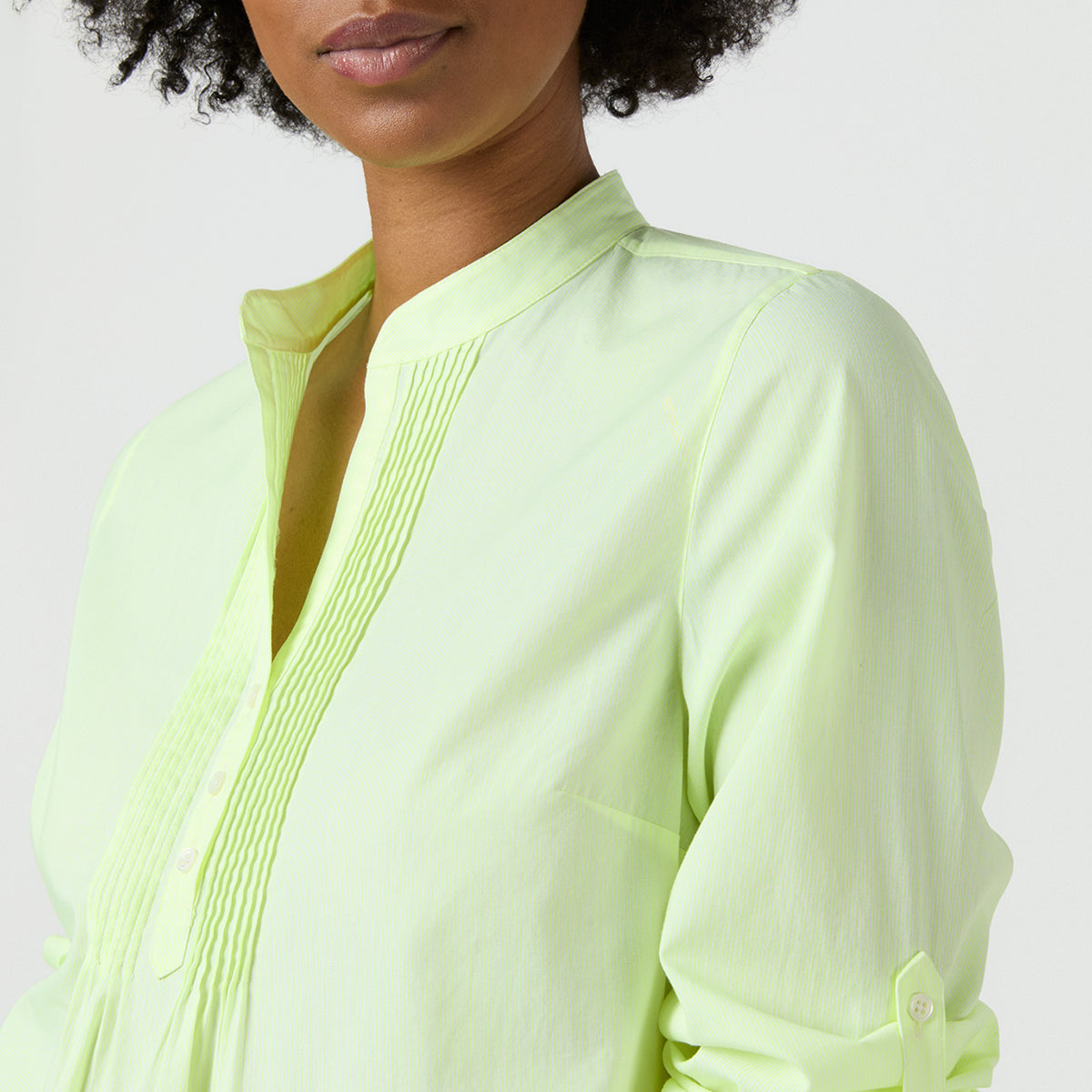 Made-to-Order Fabric in Fluo Yellow Hairline Stripe Poplin