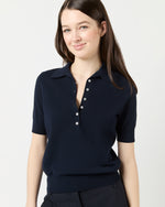 Load image into Gallery viewer, Tasha Polo Sweater in Navy Cotton
