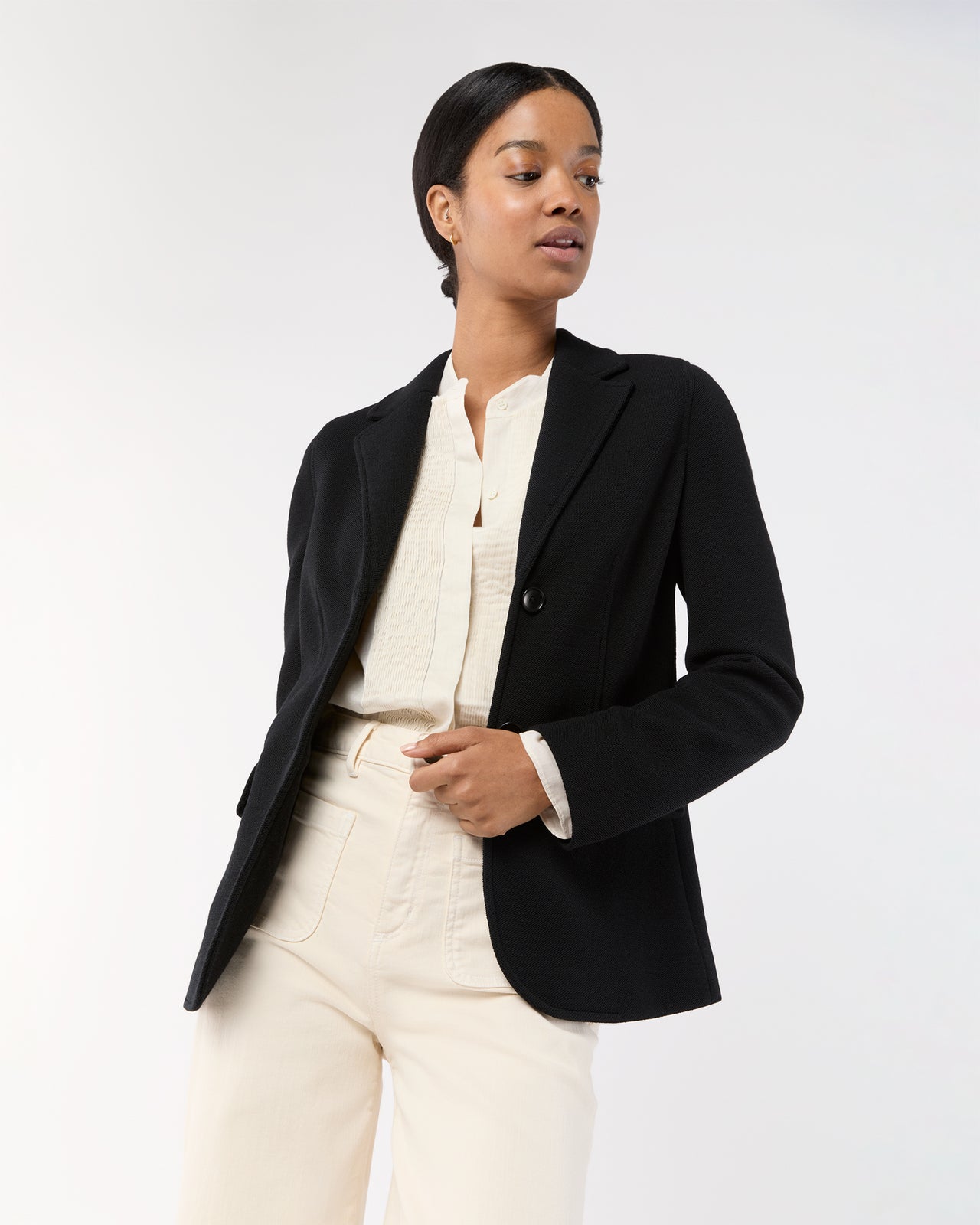 Parker Jacket in Black Wool Pique Knit
