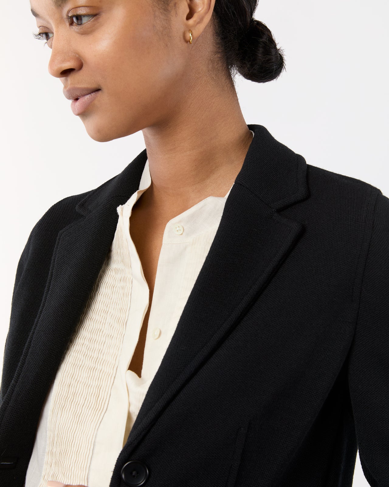 Parker Jacket in Black Wool Pique Knit