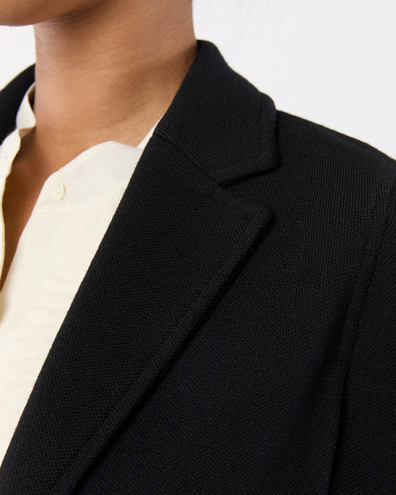 Parker Jacket in Black Wool Pique Knit