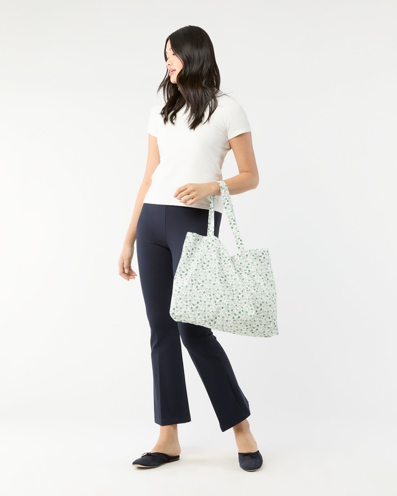 Reusable Tote Bag in Green Indigo Berry Liberty Fabric