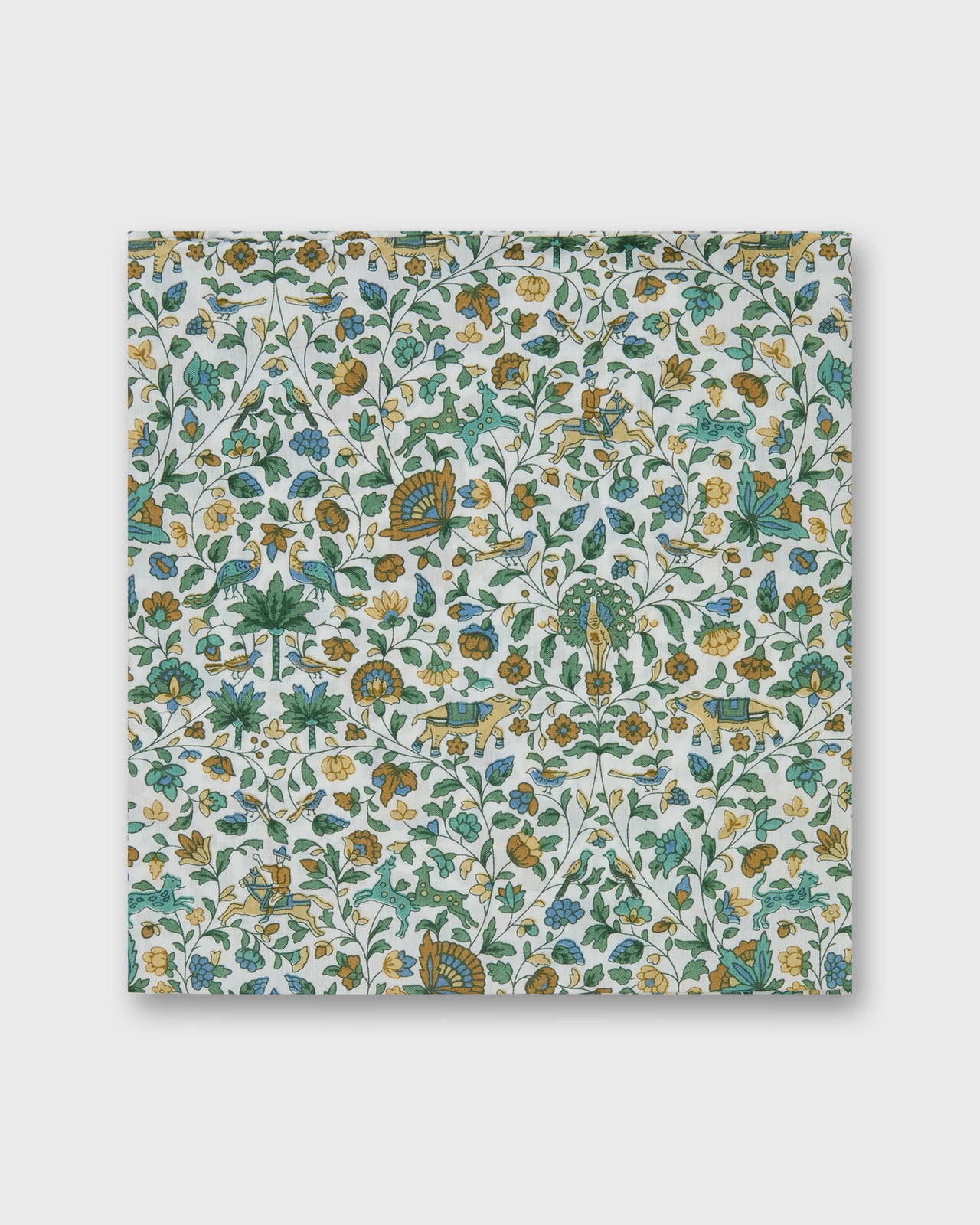 Hand-Rolled Cotton Pocket Square in Green Multi Imran Liberty Fabric