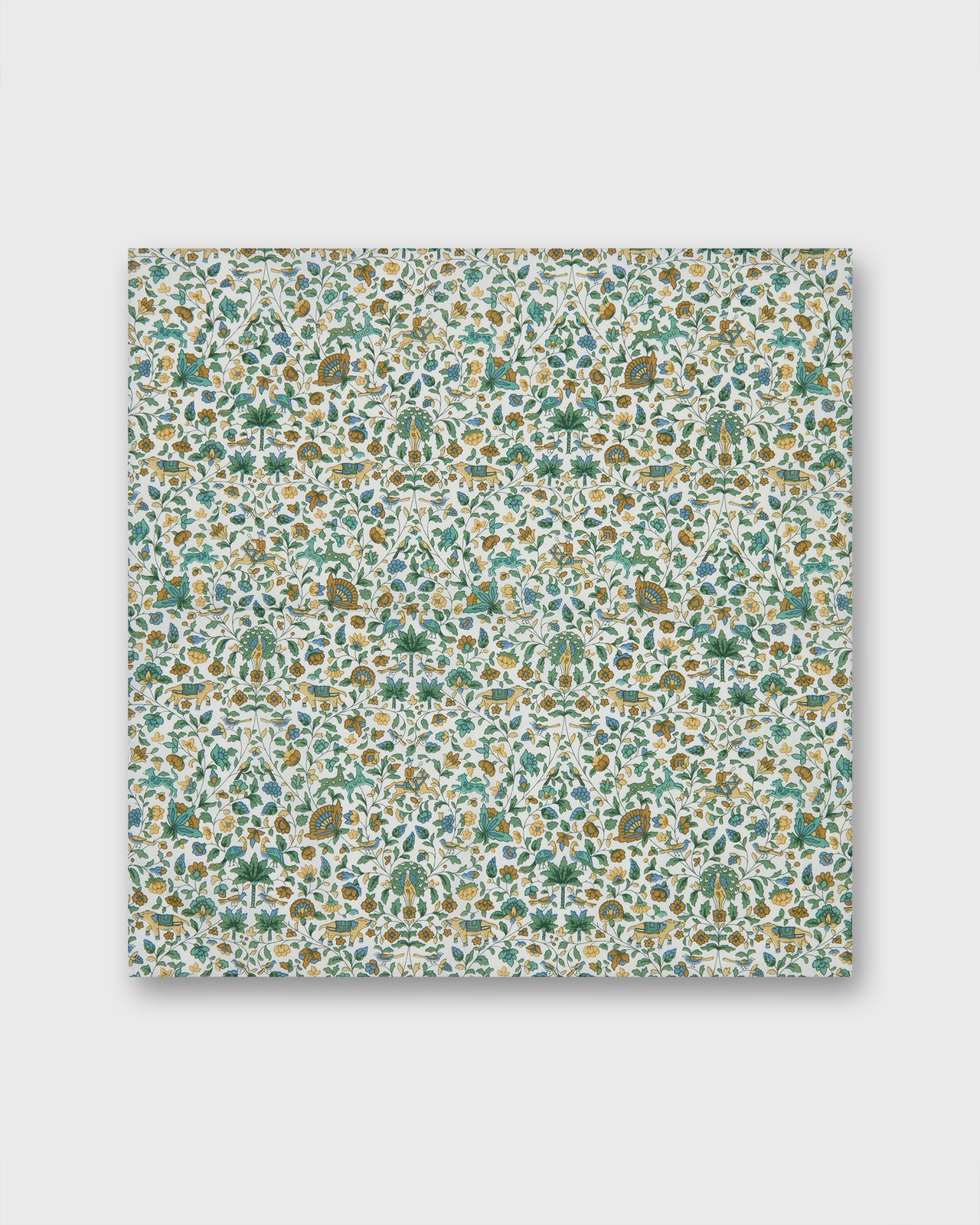 Hand-Rolled Cotton Pocket Square in Green Multi Imran Liberty Fabric