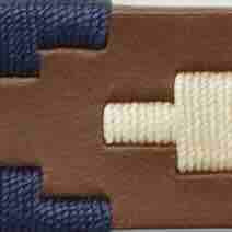 1 1/8" Polo Belt in Bone/Navy/Lavender Medium Brown Leather