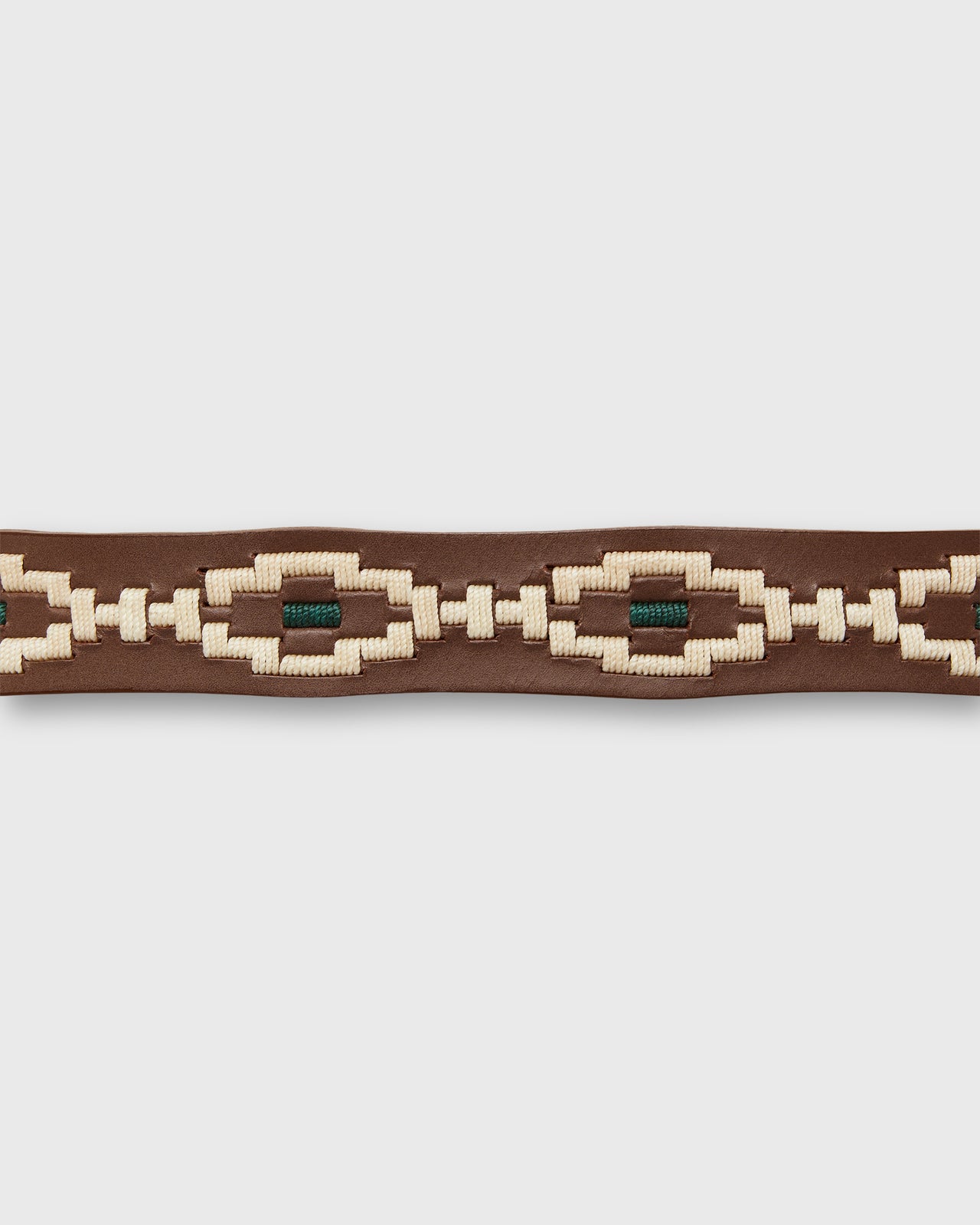 1 1/8" Polo Belt in Bone/Green Medium Brown Leather