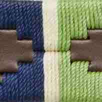1 1/8" Polo Belt in Sage/Navy/Bone Chocolate Leather