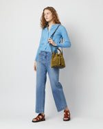 Load image into Gallery viewer, Lulu Bucket Bag in Olive Suede
