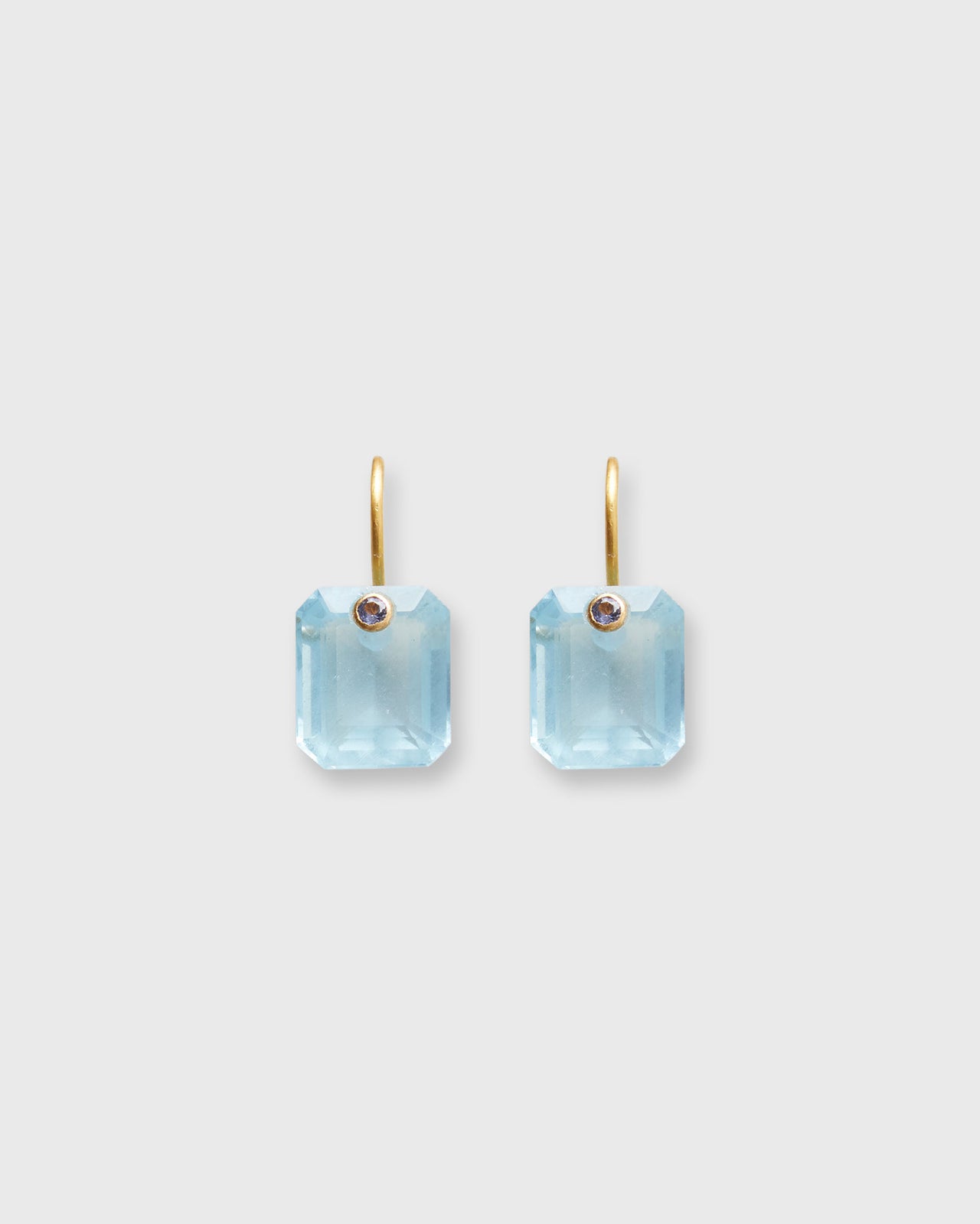 Rectangular Gem Earrings in Milky Aquamarine/Tanzanite