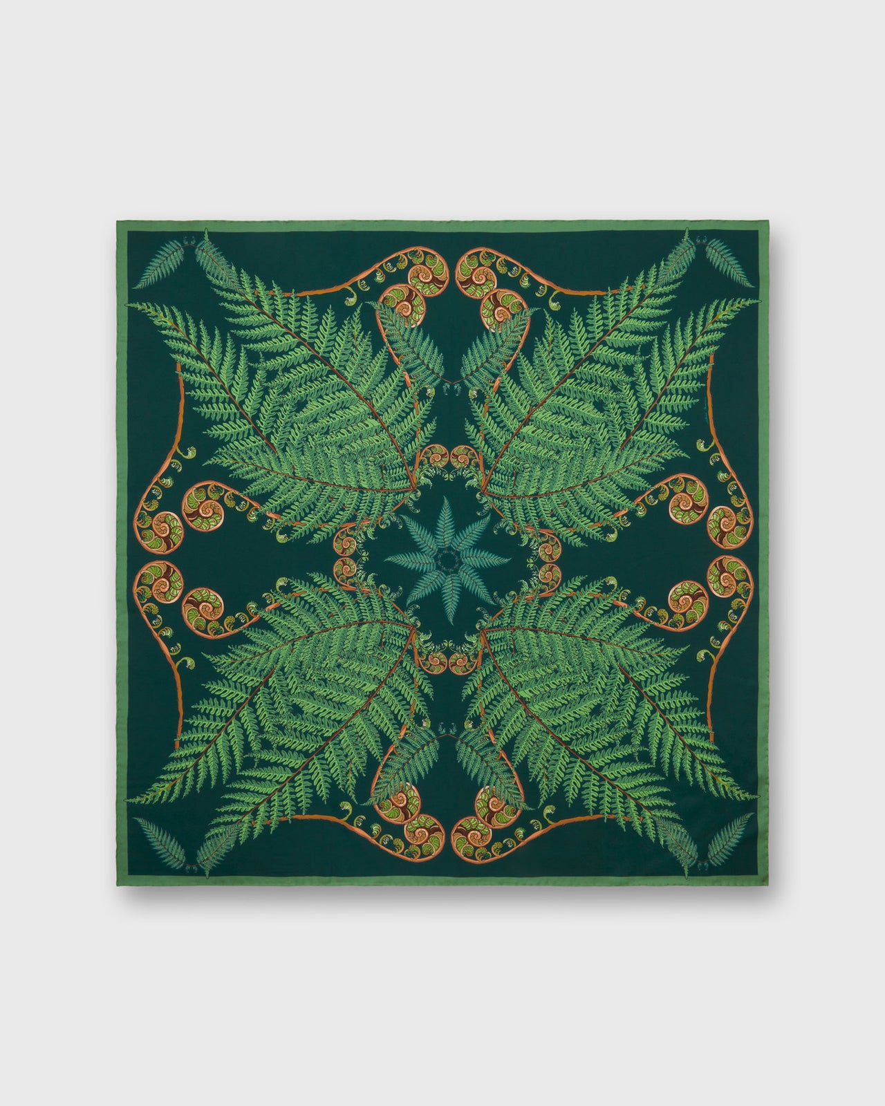 Square Scarf in Black/Green Fern