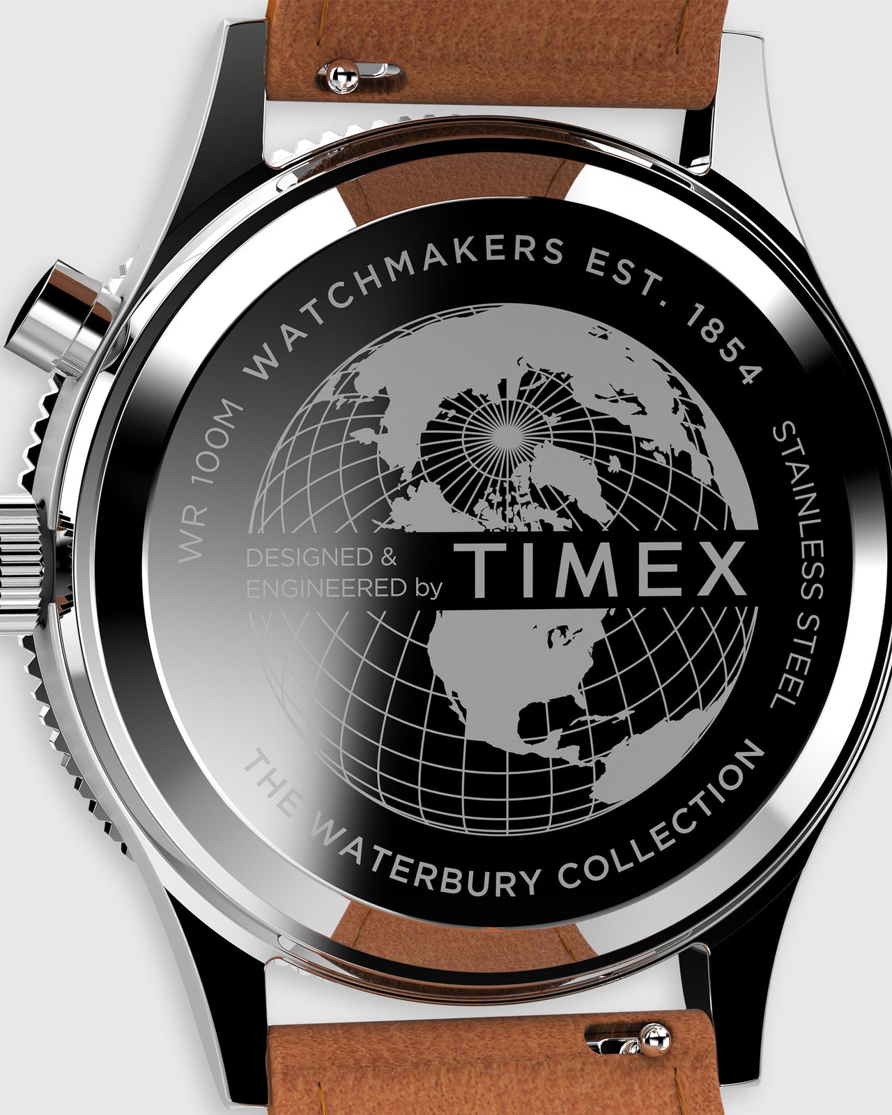 Waterbury Traditional GMT Watch in Charcoal/Tan