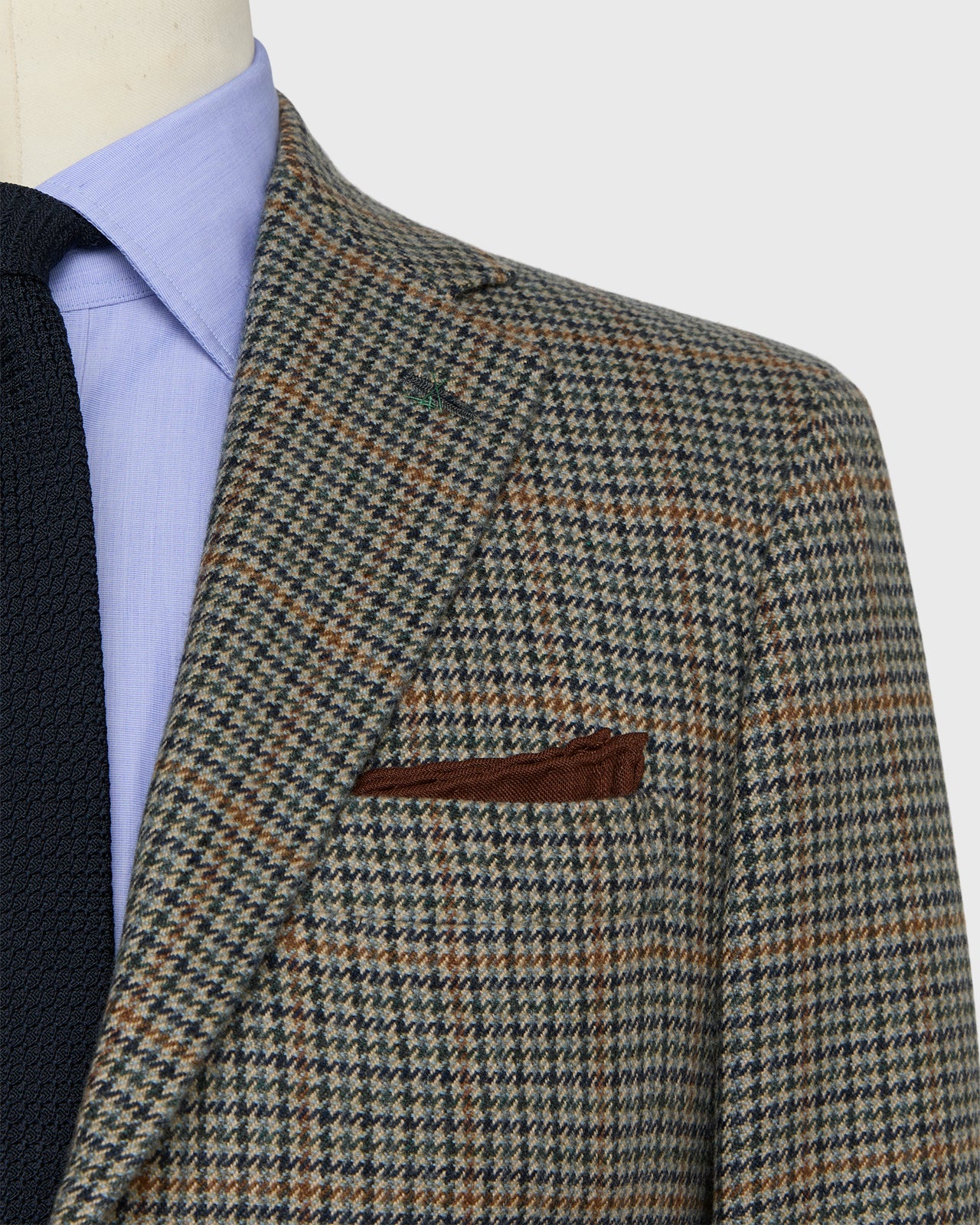 Virgil No. 4 Jacket in Navy/Spruce/Umber Cashmere Houndstooth Hopsack