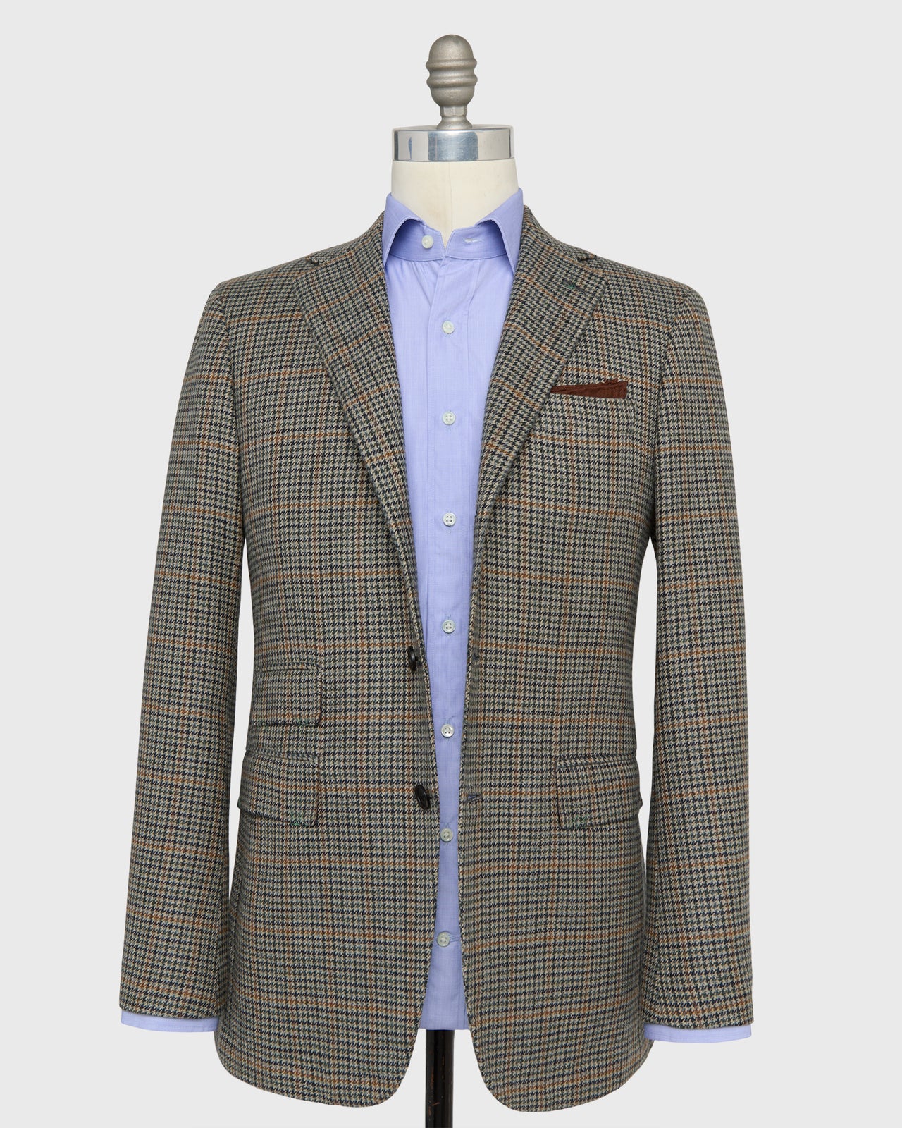 Virgil No. 4 Jacket in Navy/Spruce/Umber Cashmere Houndstooth Hopsack