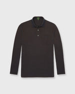 Load image into Gallery viewer, Long-Sleeved Polo in Dark Brown Oxford Pima Pique
