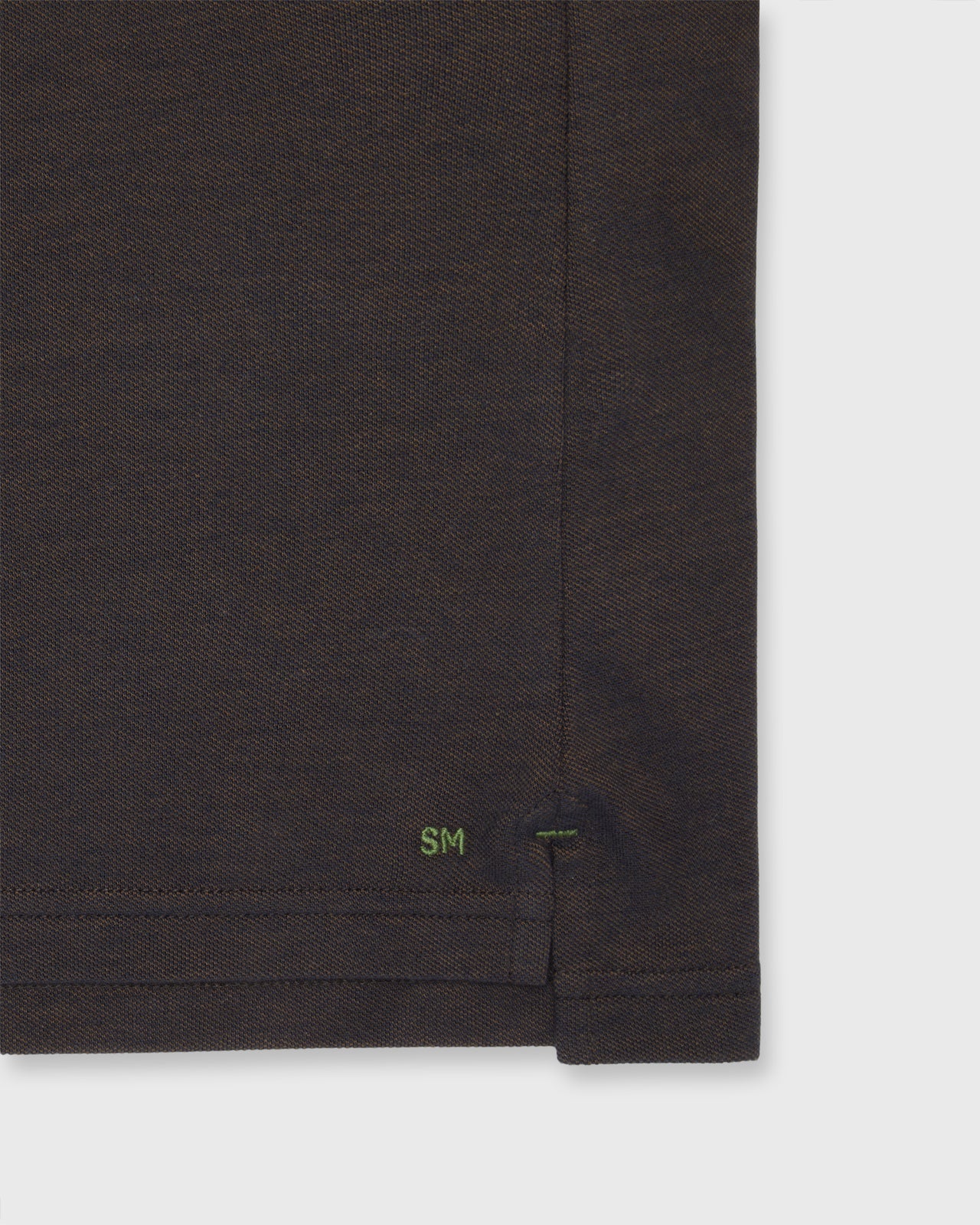Long-Sleeved Polo in Dark Brown Oxford Pima Pique