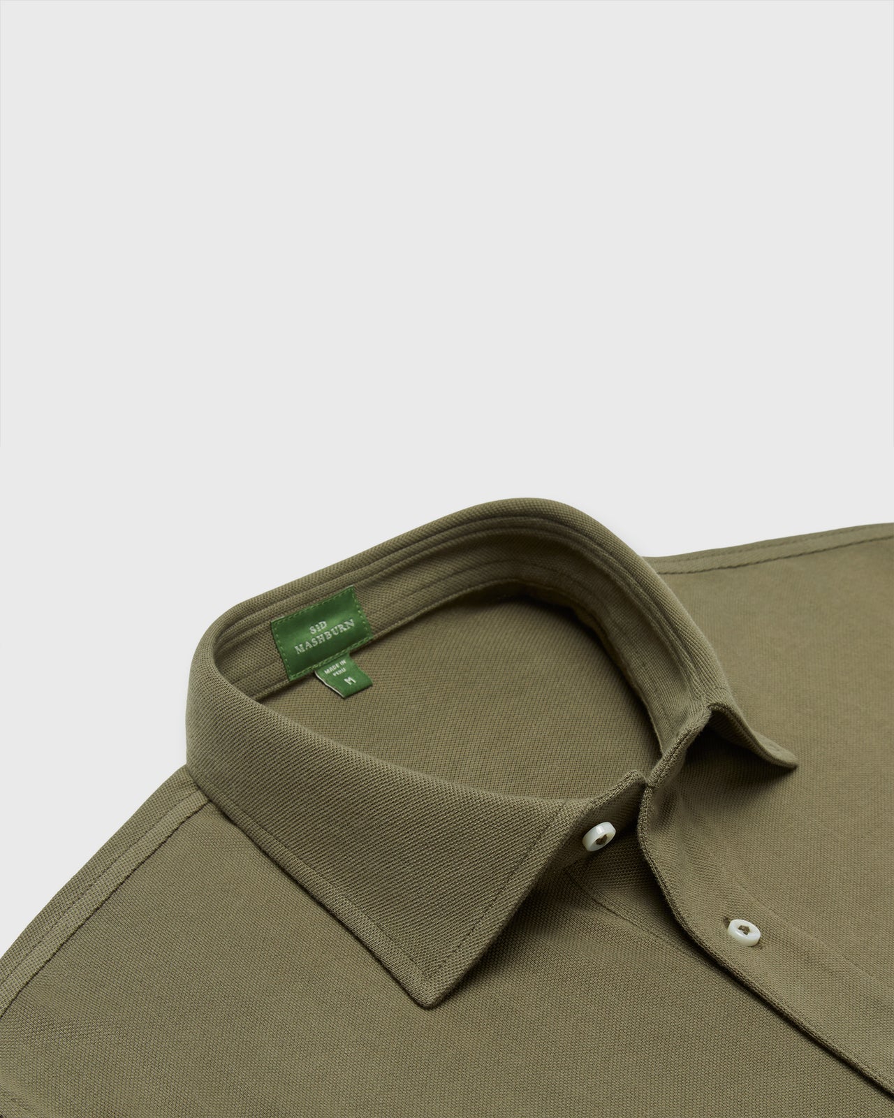 Short-Sleeved Polo in Olive Pima Pique